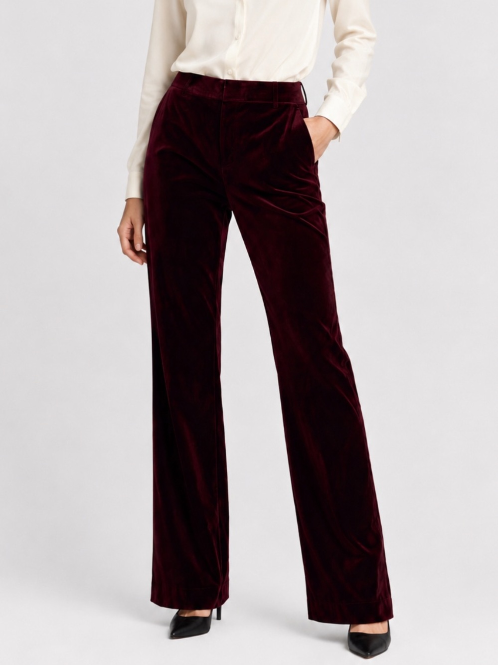 Ralph Lauren Black Label Velvet Pants in Deep Burgundy Red
